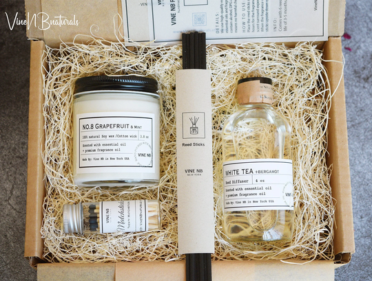 Scented Soy Candle & Reed Diffuser Gift Set/ Vintage Style/ Eco-Friendly Home Fragrance/ Matchsticks/ Care Package/ Decor/ Holiday