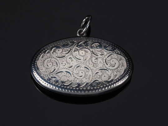 Victorian Compact Pendant, Locket Antique Chatelaine Compact, Locket, Silver Miniature Case Powder Puff