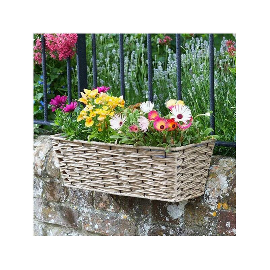 Smart Garden 19' Rattan Effect Wall Fence Balcony Sand Planter Trough Basket