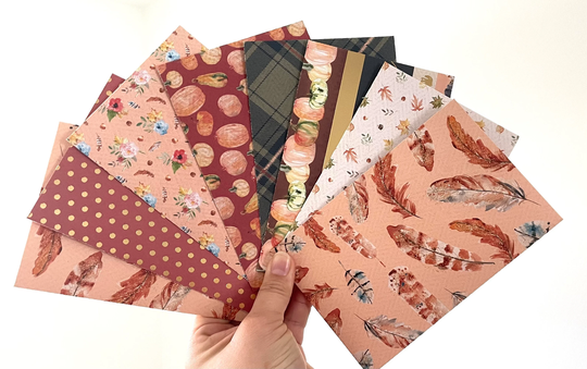 Fall Season Theme Printed Envelopes | It's Y'all Leaves Motifs Hearth & Harvest