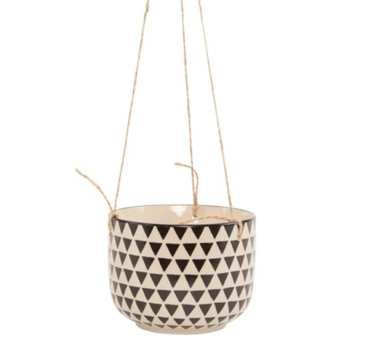 Geometric Black & White Hanging Planter | New Home Gift
