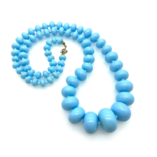 Powder Blue Plastic Graduated Necklace