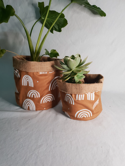 Rainbow Indoor Pot Plant Cover - Dark Mustard
