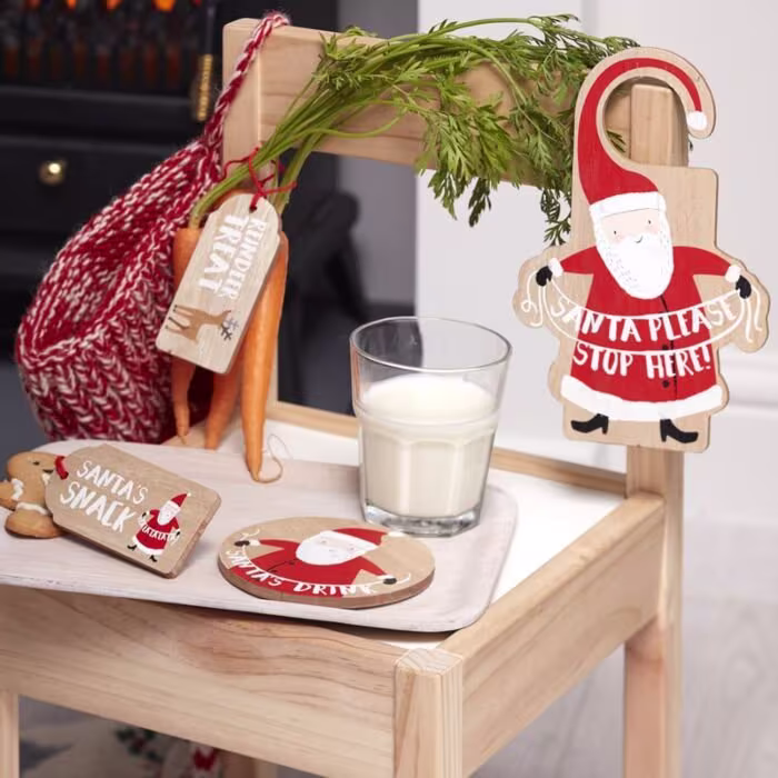 Wooden Christmas Eve Kit Rustic Party Home Decorations Seasons Gifts Undre The Tree Santa Stop Here Reindeer