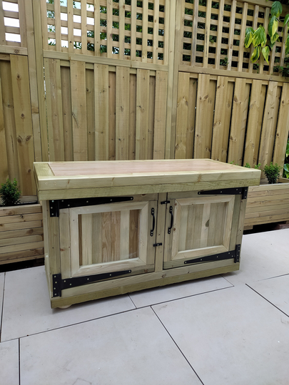 The Cheltenham Handmade Tanalised Wood Outdoor Garden Storage Chest Box Cupboard