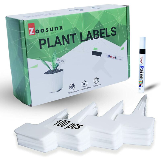 100 Pack Plastic Plant Tags, Premium Garden Tags, Waterproof Greenhouse Markers, Outdoor Gardening Vegetable Seeds, Indoor Florist Growing Supplies,