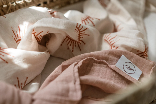 Rose Dawn Swaddle Organic Cotton Muslins Large 120 X cm, Free Delivery