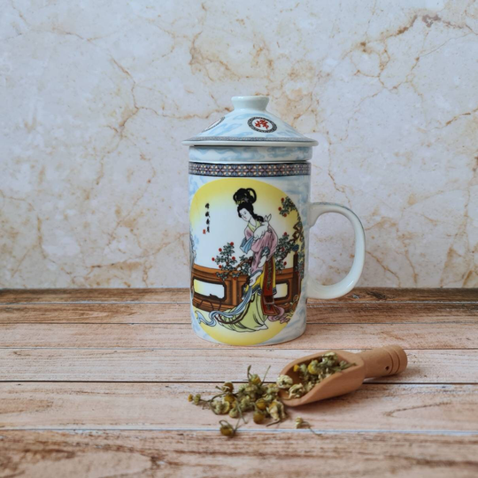 Tea Infuser Mug, Chang He Loose Leaf, Infuser, Holistic, Porcelain, Botanicals, Cup, Gift