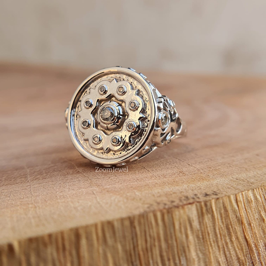 Sun & Moon Signet Ring Small Salt Pepper Constellation Personalized Gifts Vintage Women's Handmade Jewelry