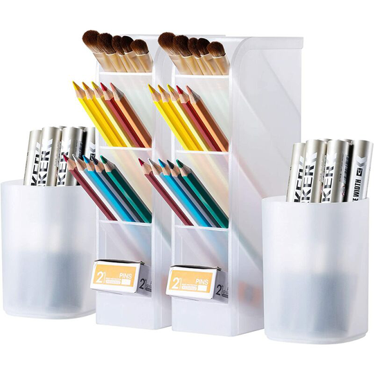 Modou - 4 Pen Organizers, Desk Organization, Cute Desktop Marker Pens Storage Box, Multifunctional Desk Cup Organizers for Home Room Office School