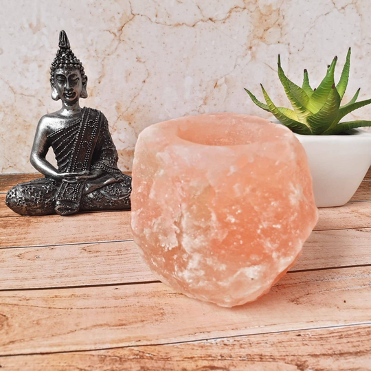 Himalayan 100% Natural Carved Single Salt Candle Holder, Rock Holder