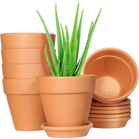Briday - Small Clay Pots for Plants 4 inch, Terracotta Pots with Drainage Hole and Terra Cotta Saucer, Succulent Pots for Catus Indoor and Outdoor Use