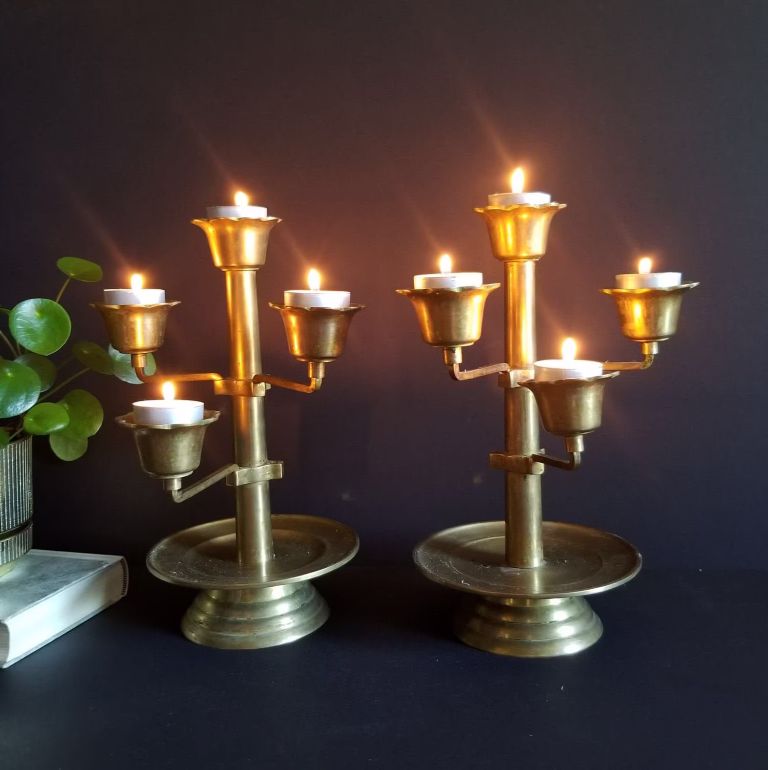 Pair Of Large Brass Candelabra - 11