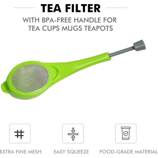 Extra Fine Mesh Tea Infuser Squeeze Tea Strainer Tea Filter with BPA-Free pp Handle for Tea Cups Mugs Teapots