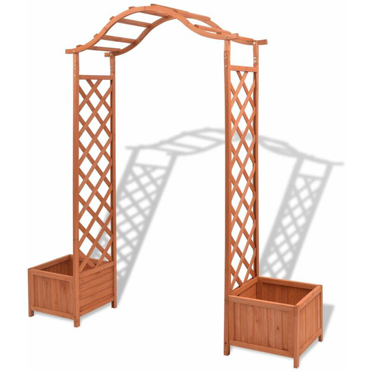 Topdeal Trellis Rose Arch with Planters 180x40x205 cm VDFF27719_UK