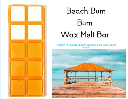 Beach Bum Dupe Wax Melt | Salted Caramel Pistachio Sandalwood Almond Jasmine Heliotrope Vanilla 1.8 Oz Snap Bar Wax Melt