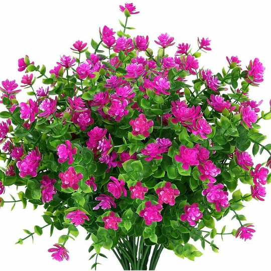 Outdoor Artificial Fake Flowers, Green Plastic Art for Indoor Hanging Planters Home Office Wedding Farm Decor 24pcs Red Lotus - Thsinde