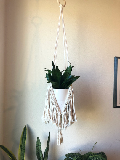 Macrame Plant Hanger With Fringe, Boho Home Decor, Accessories, Tassel, Hanging Planter, Holiday Gift