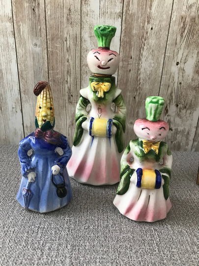 Vintage Victorian Lady Anthro Taller Oil, Salt & Pepper Set