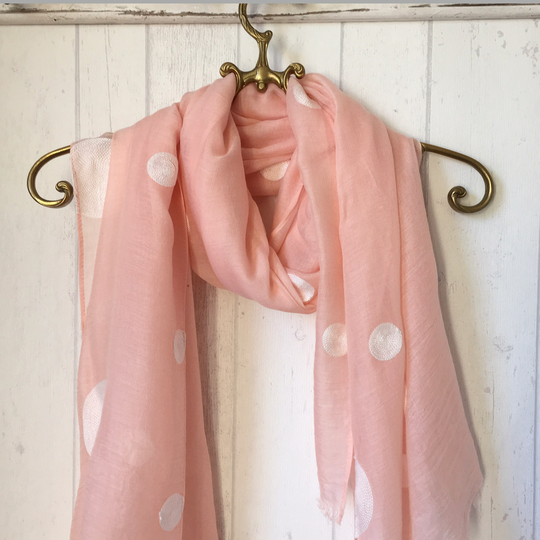 Spots - Peach White Spots Scarf New Season Festival Boho Scarves Gift Idea