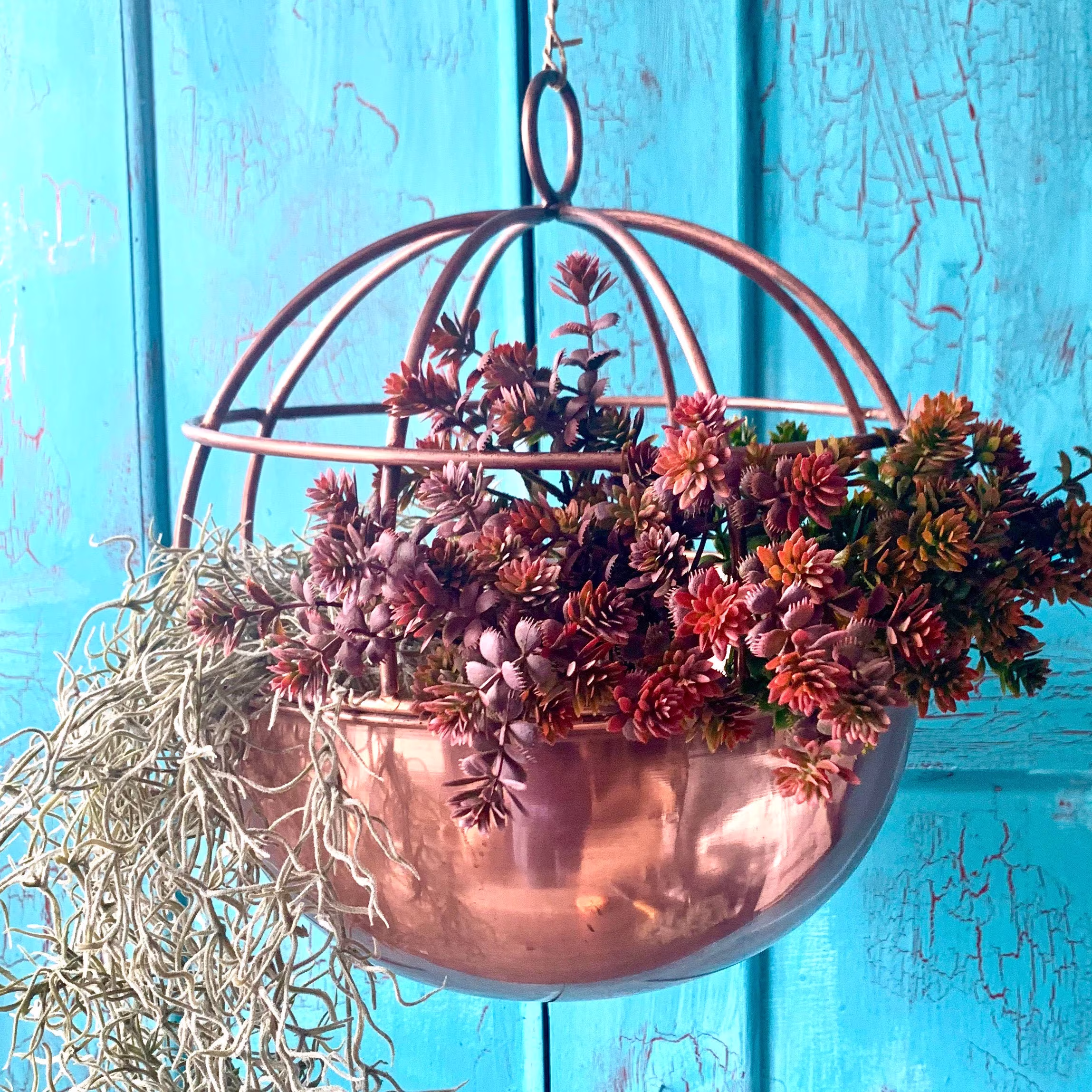 Copper Globe Hanging Planter Ltzaf012