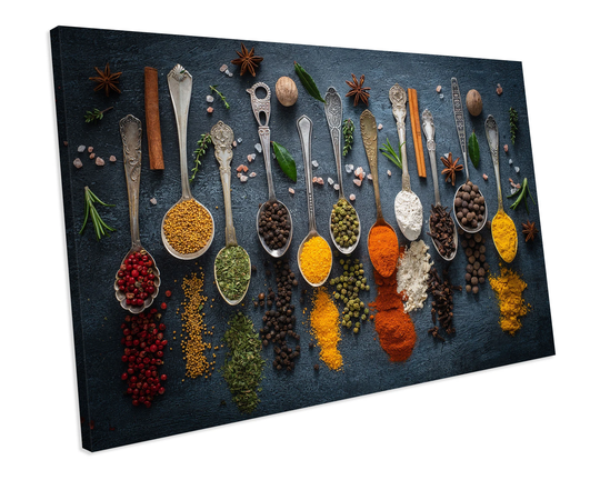 Herbs & Spices Spoons Canvas Art Picture Print