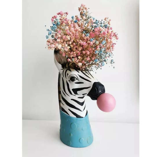 Zebra Blowing Bubble Gum Head Vases, Animals Face Vase, Panda Dried Flowers Animal Vase, Giraffe Artificial Vase, Polar Bear Bubblegum