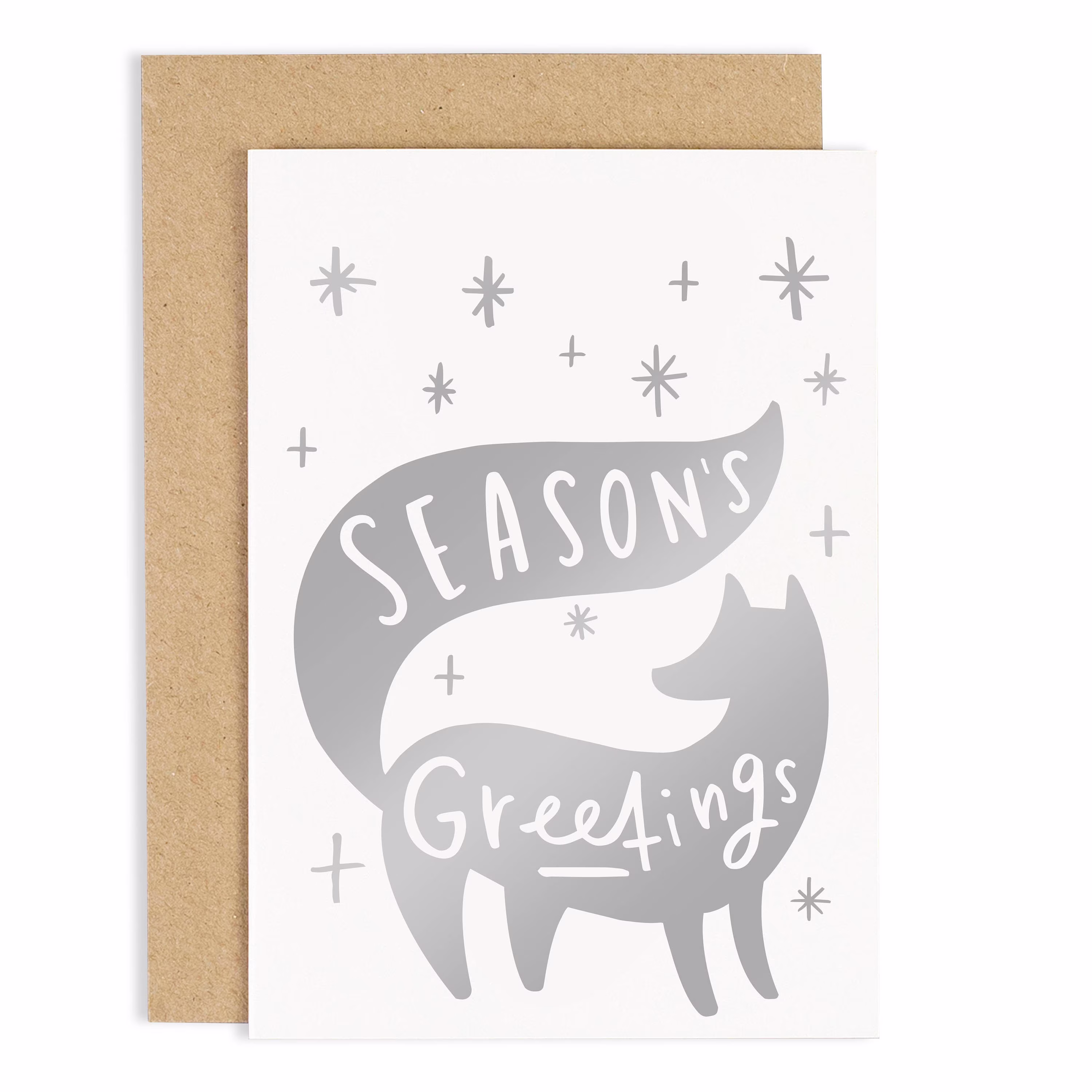 Seasons Greetings Christmas Card - Silver Foil Quote Cc118