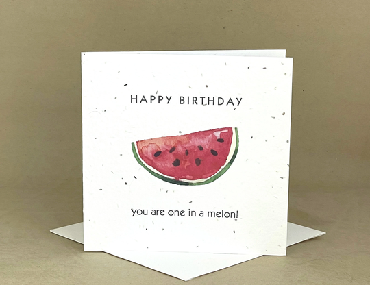 Plantable Eco-Friendly Seeded Card/Happy Birthday ... You're One in A Melon