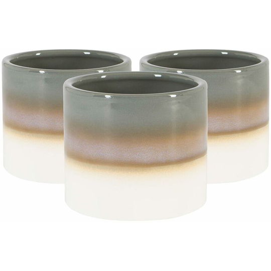 Reactive Glaze Plant Pots - 9cm - Grey - Pack of 3 - Nicola Spring