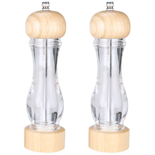 Acrylic Salt and Pepper Grinder , Manual Pepper Grinder- Wooden Shakers with Adjustable Ceramic Core 2pcsJD-MP012 carbon steel grinding core