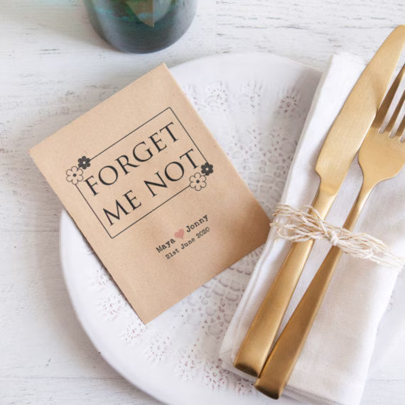 10 Forget Me Not Personalised Seed Packet Favours