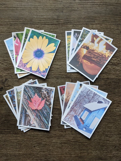 Seasonal Inspired Collection - Index Cards 16 Total Blank Cards With Envelope, 4 Of Each Season, Greeting