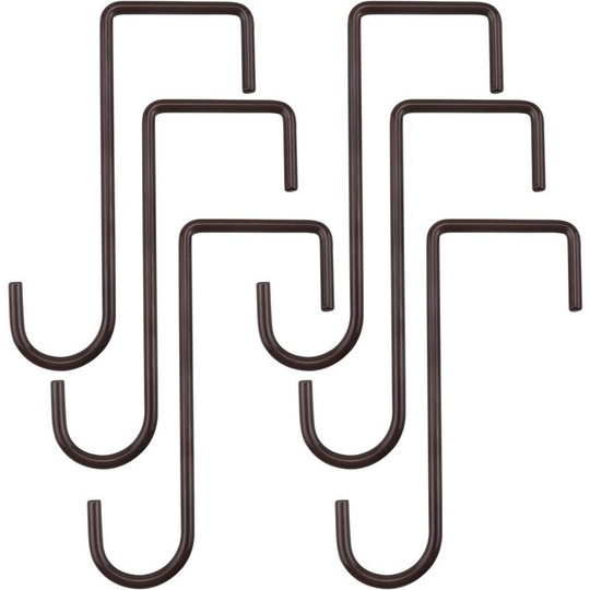 6 Pack 2 x 6 in. Fence Hooks Patio Hooks Brown Powder Coated Steel Hangers Can be easily used for vinyl fences, indoor and outdoor hanging lights,