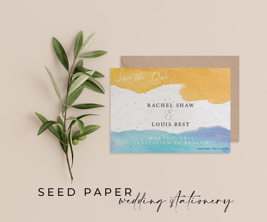 Plantable Seed Paper Eco-Friendly Sustainable Biodegradable Wedding Save The Date Invitation - Sun & Sea