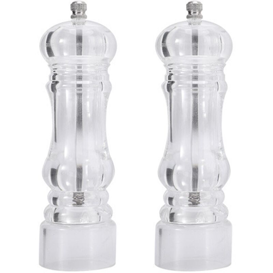 Fvbjd - Manual Pepper Mill and Salt Shaker Set - Transparent Adjustable Grinder and Cellar - Acrylic, Clear medium