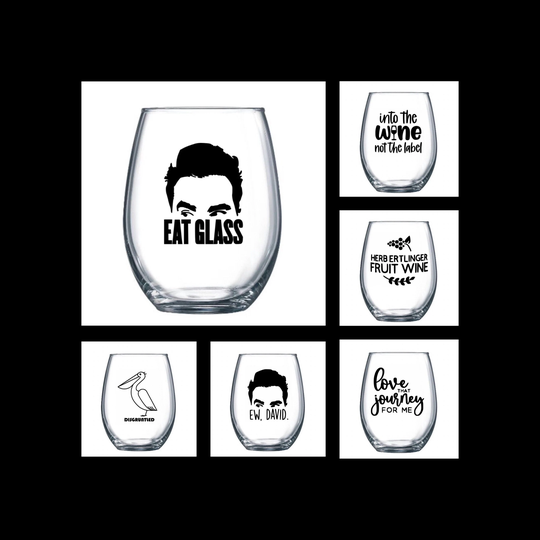 Pick 2 Schitt's Creek Wine Glasses, You Pick 2, Wine Glass Set, Herb Ertlinger, Schitts Stemless Glass, David Shitts Creek, Alexis