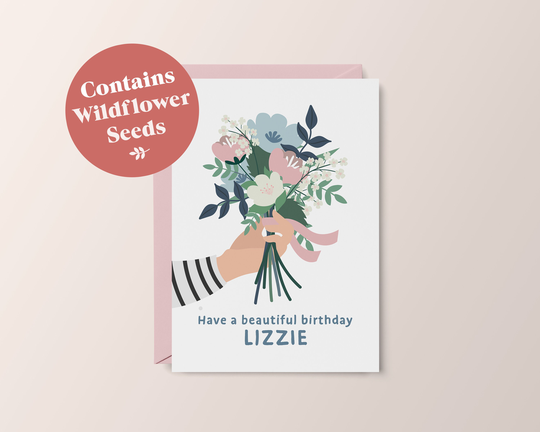 Personalised Birthday Event Seed Card // Wildflower Seeds A6 Greeting Card With Seed Packet Bee Friendly