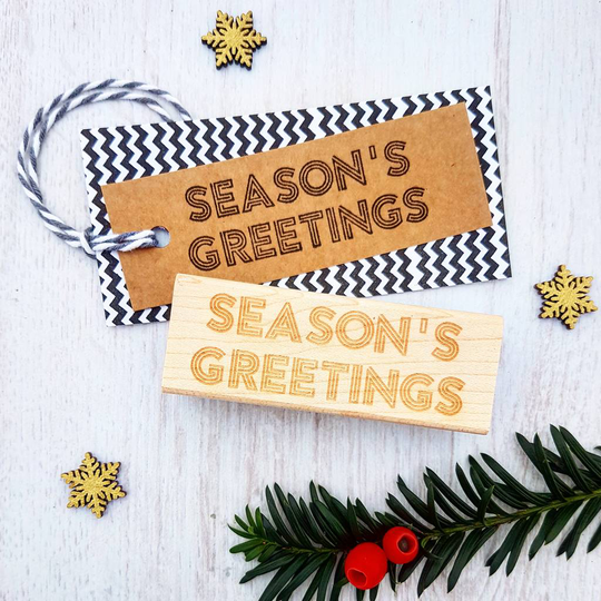 Season's Greetings Christmas Neon Sign Rubber Stamp