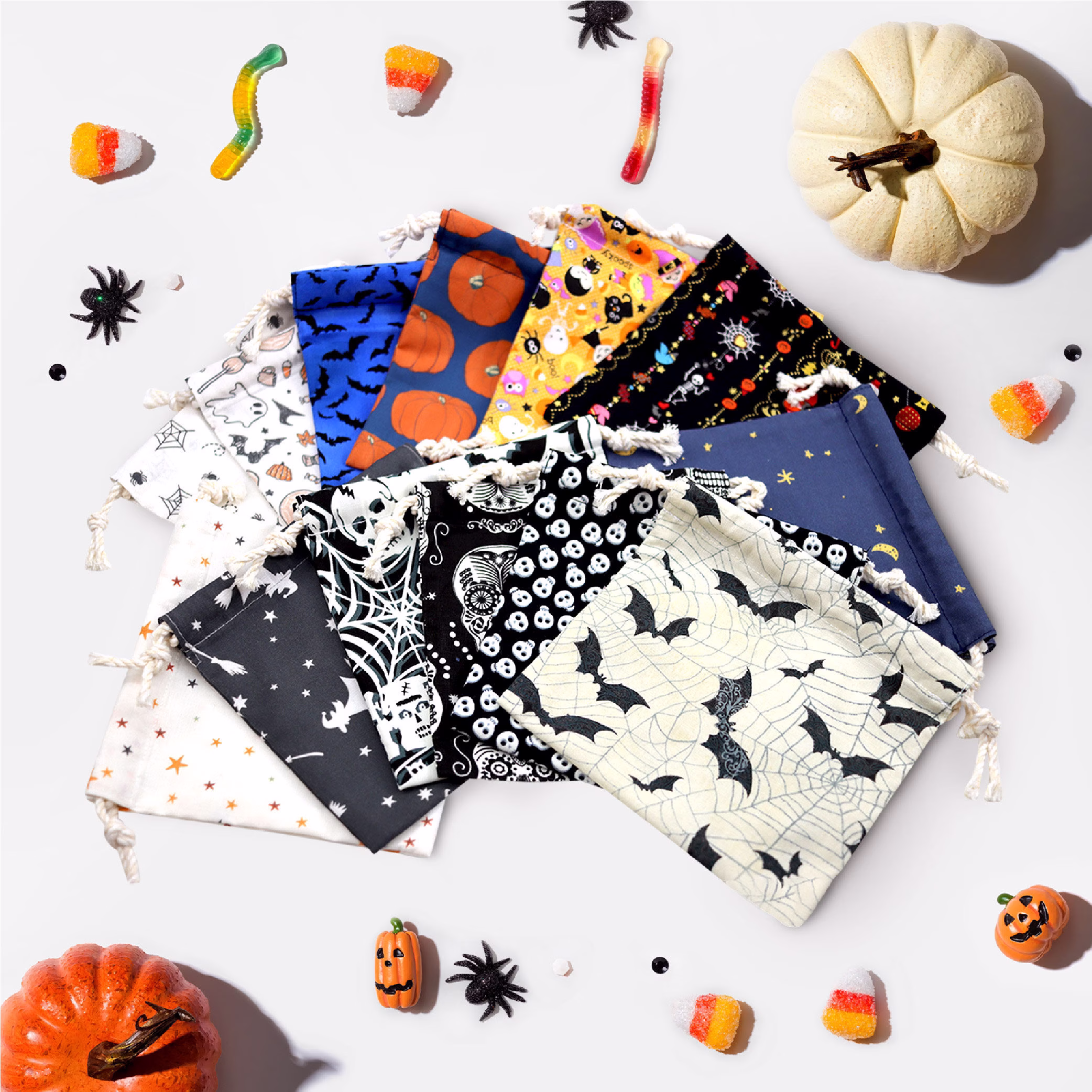 Halloween Special Mask Pouch/Multi-Function Drawstring Bag Small Mask Pouch Cotton Gift