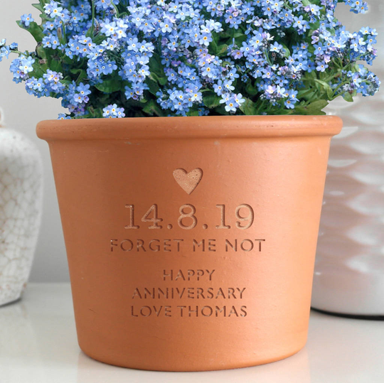 Personalised Forget Me Not Plant Pot, Gold/Silver
