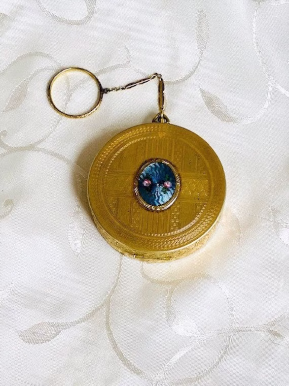 Art Deco Powder Compact & Rouge Vanity Case With Finger Ring Circa 1930
