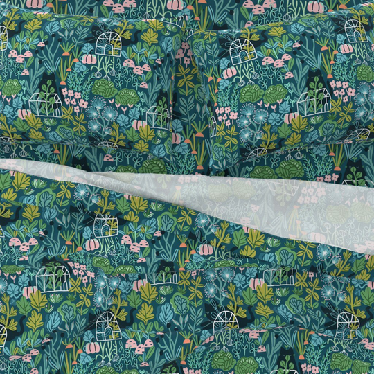 Modern Garden Sheets - Cats By Kostolom3000 Black Herb Botanical Summer Cotton Sateen Sheet Set Bedding Spoonflower