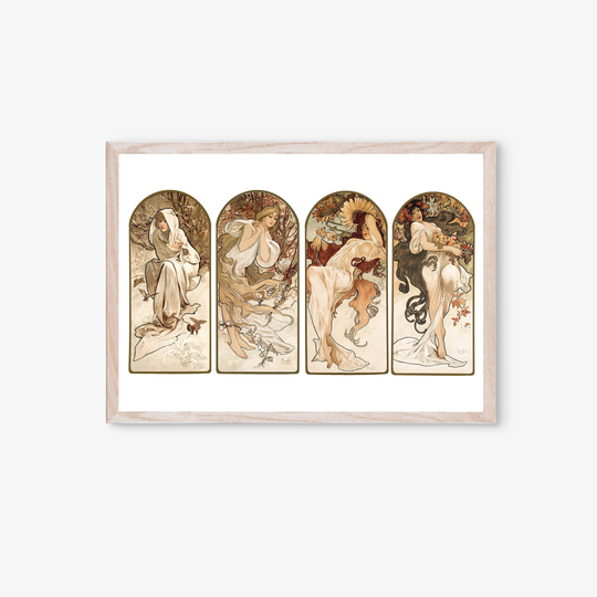 Alphonse Mucha Print, Four Seasons, Vintage Wall French Art Birthday Gifts