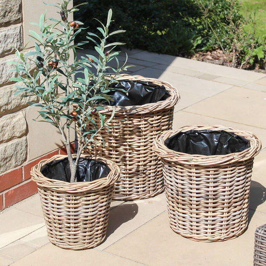 Round Rattan Planter