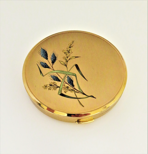 Vintage Melissa Creme Powder Compact - Wild Flowers Original Sifter 7.5cm Diameter