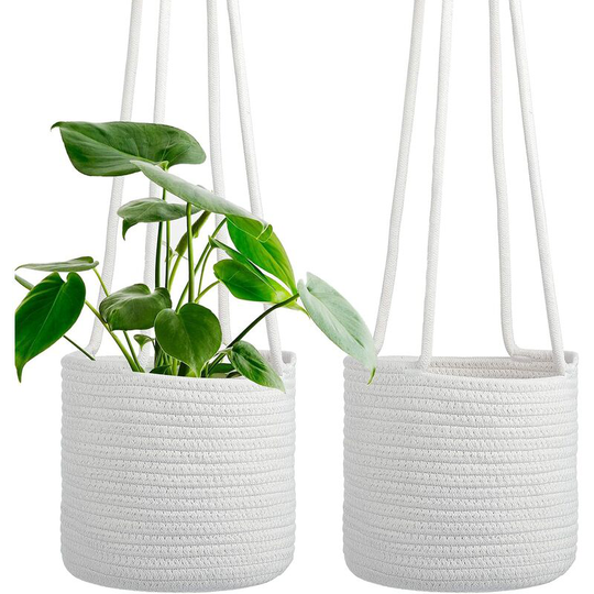 Hanging Planters Jute Rope Hanging Basket Woven Plant Hanger Indoor Hanging Plant Holder with Long Hanging Rope 8 inch Decorative Storage Organizer