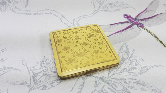 Vintage Mid-Century Compact, Gold Tone & Yellow Enamel Powder Collectable Vintage Compact Mirror, Unique Gifts For Her