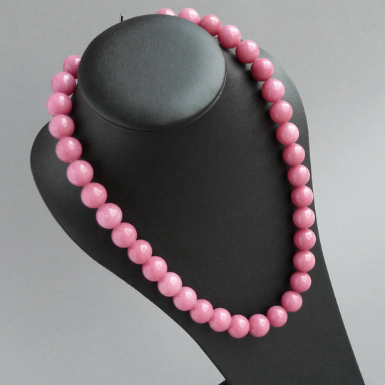 Chunky Dusky Pink Necklace - Powder Rose Bead Soft Stone Beaded Jewelry Dusty Christmas/Birthday Gifts For Women
