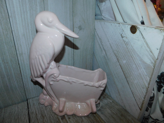 Vtg Haeger Soft Pink Stork Cradle Planter, Baby Gift, Nursery Decor, New Shower Daysgonebytreasures Dc